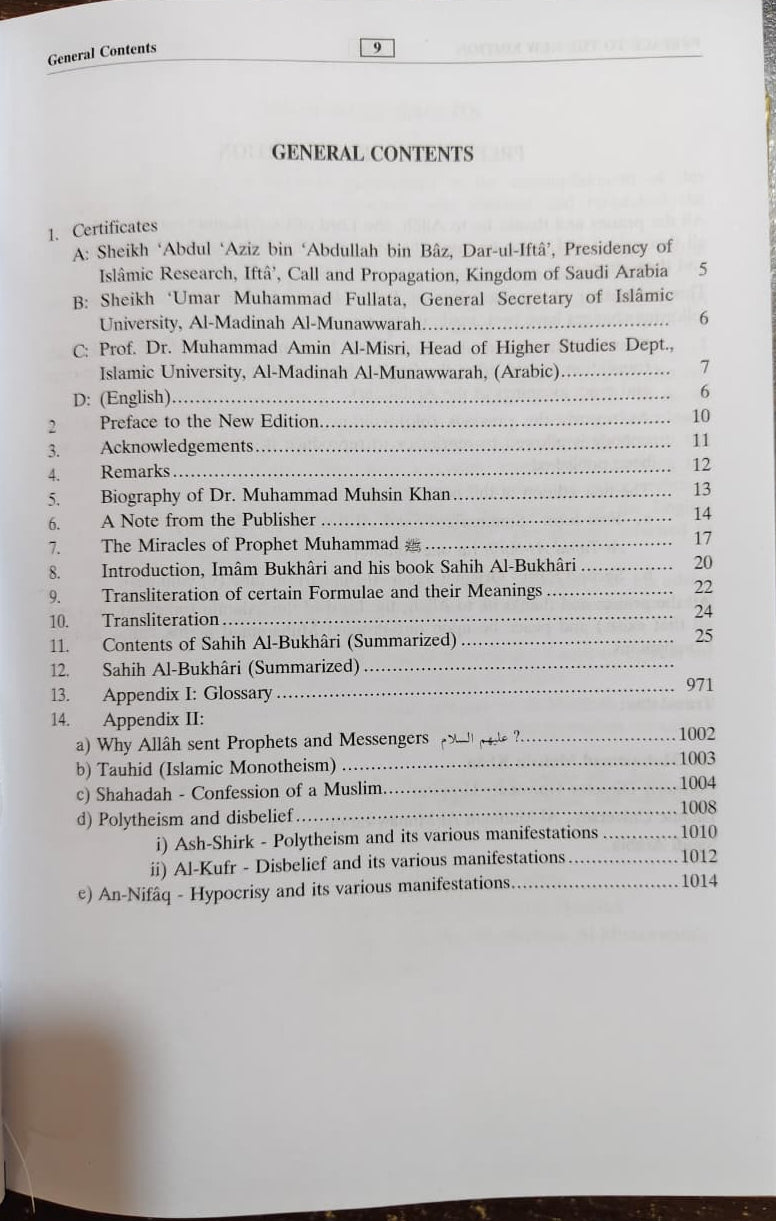 Table of contents page from a book on a wooden surface