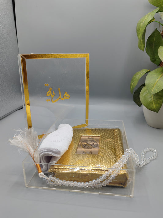 Quran Gift Pack ( With Cap & Tasbeeh ) With Acrylic Box