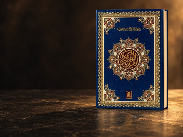 Darussalam Mushaf Madinah Al-Qur'an Al-Karim blue and gold hardcover