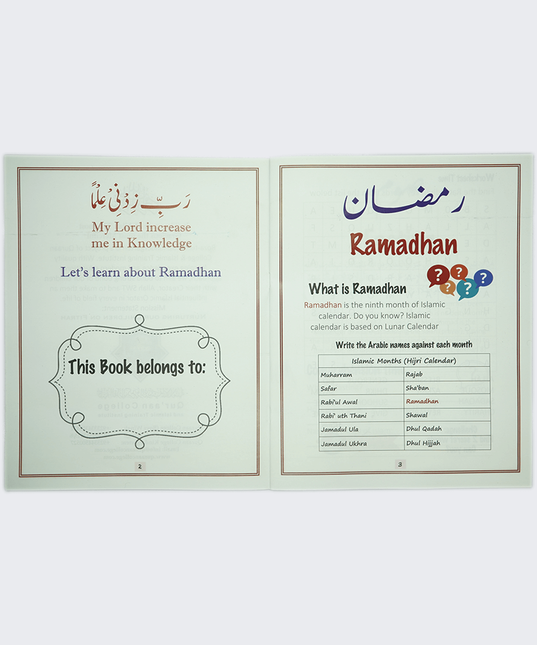 Ramadan Work Book
