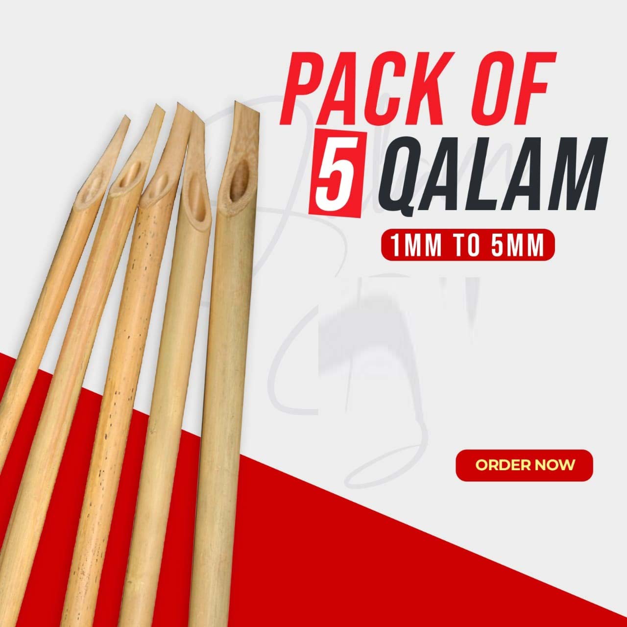 Bamboo Qalam Pack of 5 ( 1mm to 5mm )