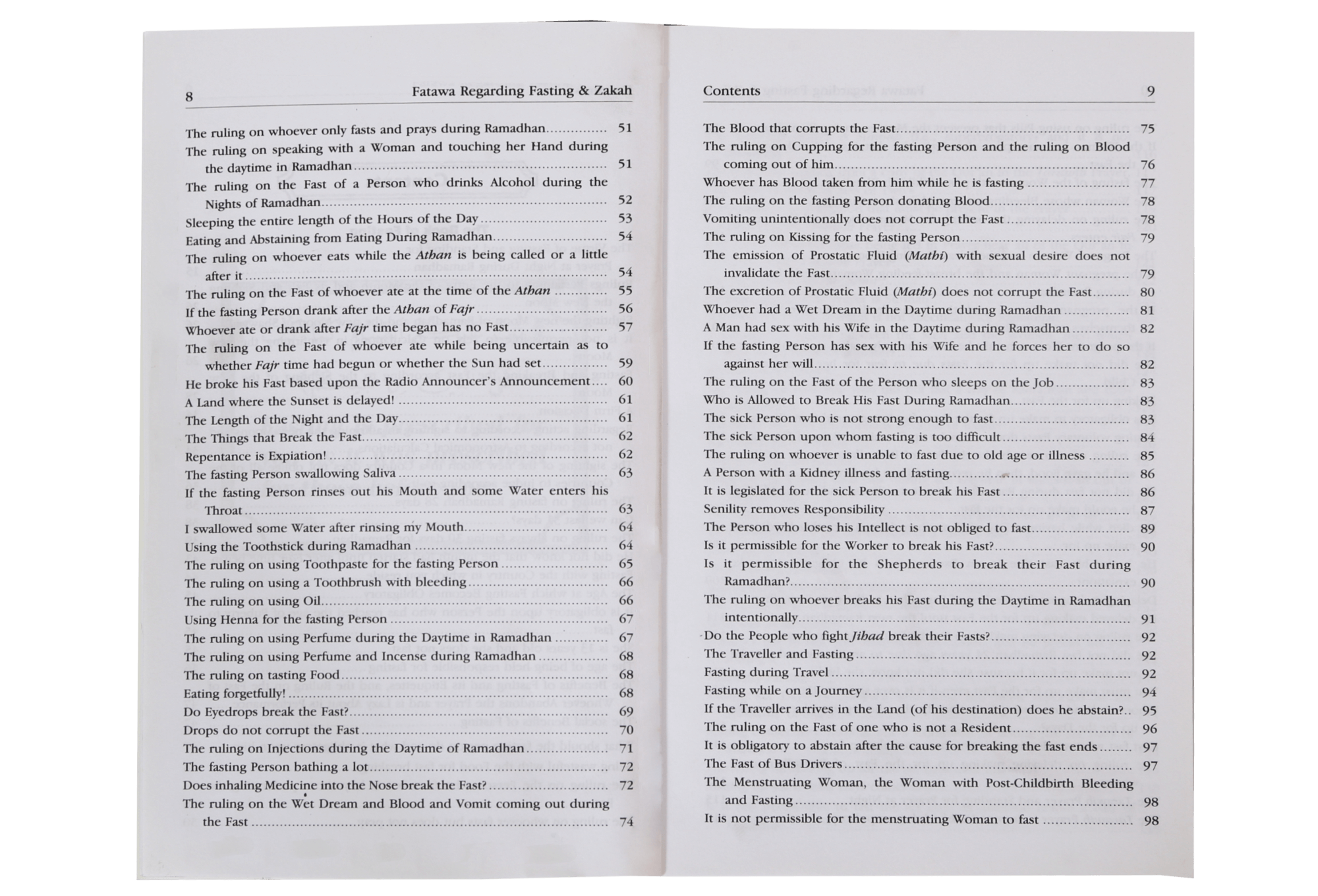 Fatawa Regarding Fasting and Zakah