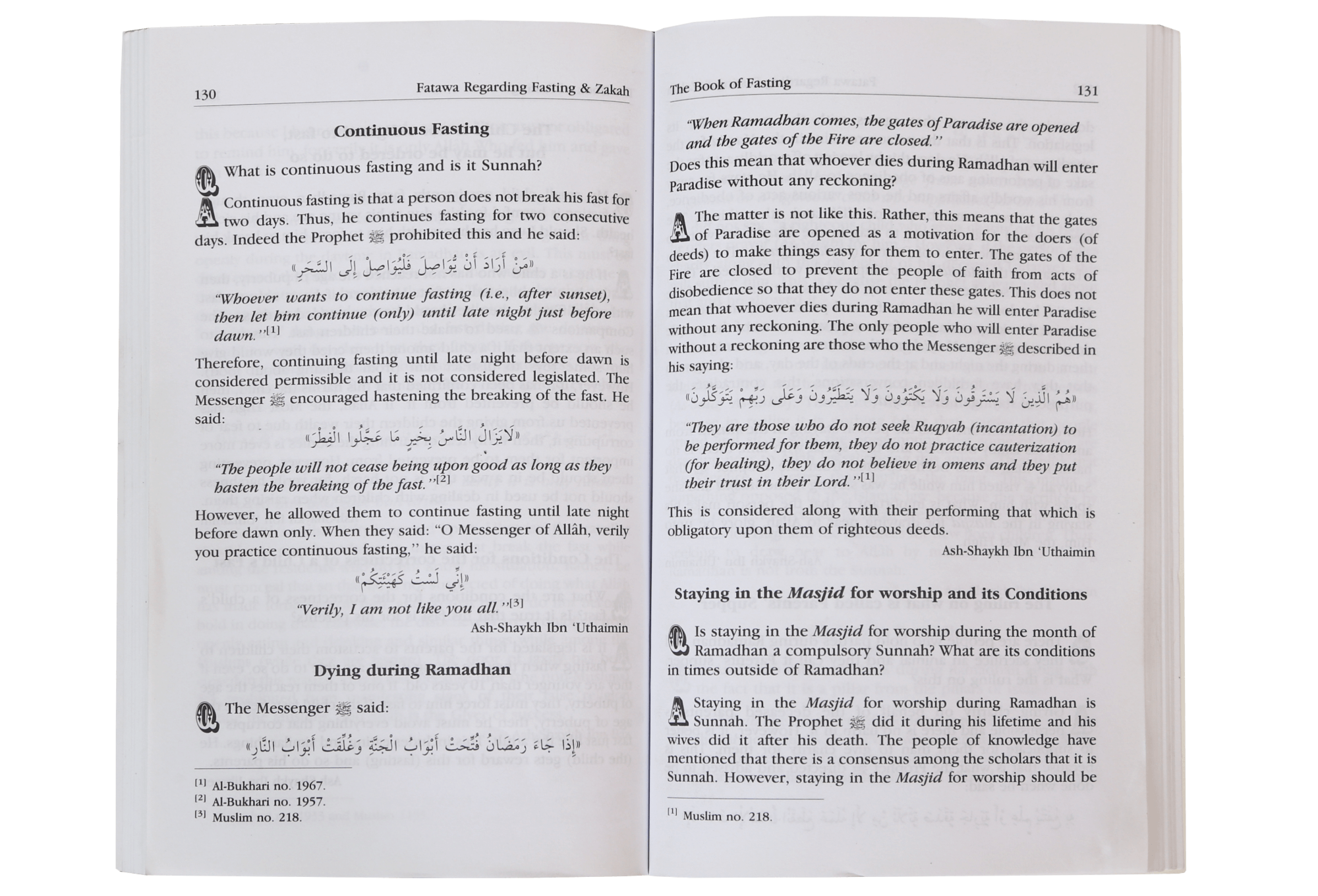 Fatawa Regarding Fasting and Zakah